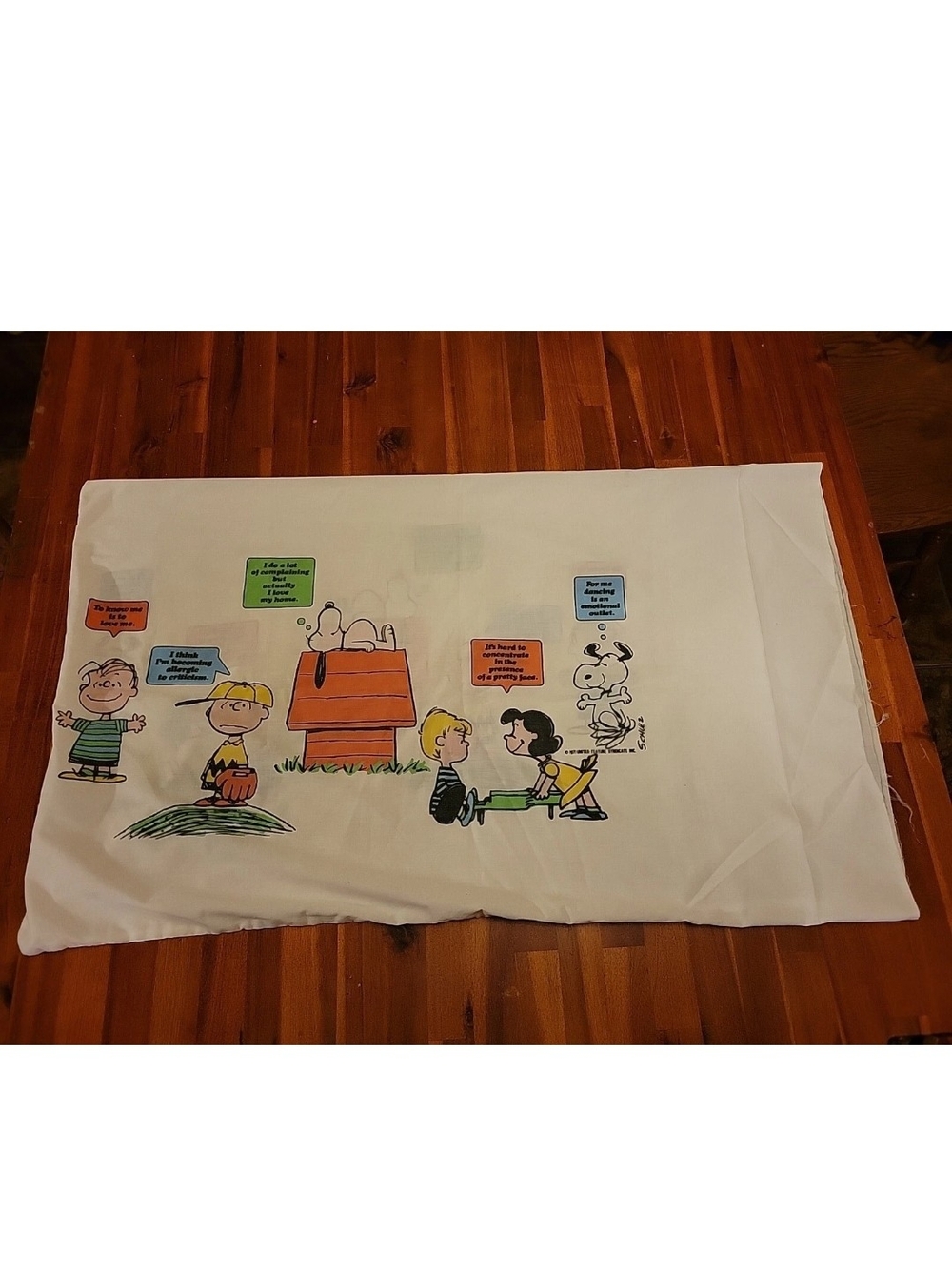 VTG 1971 Peanuts Charlie Brown Pillowcase 20x33 Made In USA Good Pre-owned Cond